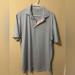 Peter Millar Light Blue Polo with Pink Accent